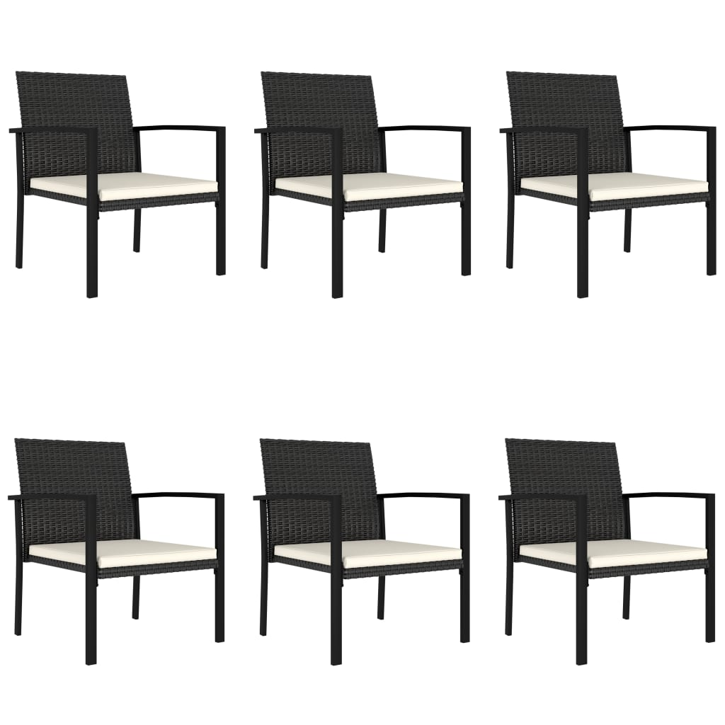 vidaXL 7 Piece Patio Dining Set Poly Rattan Black