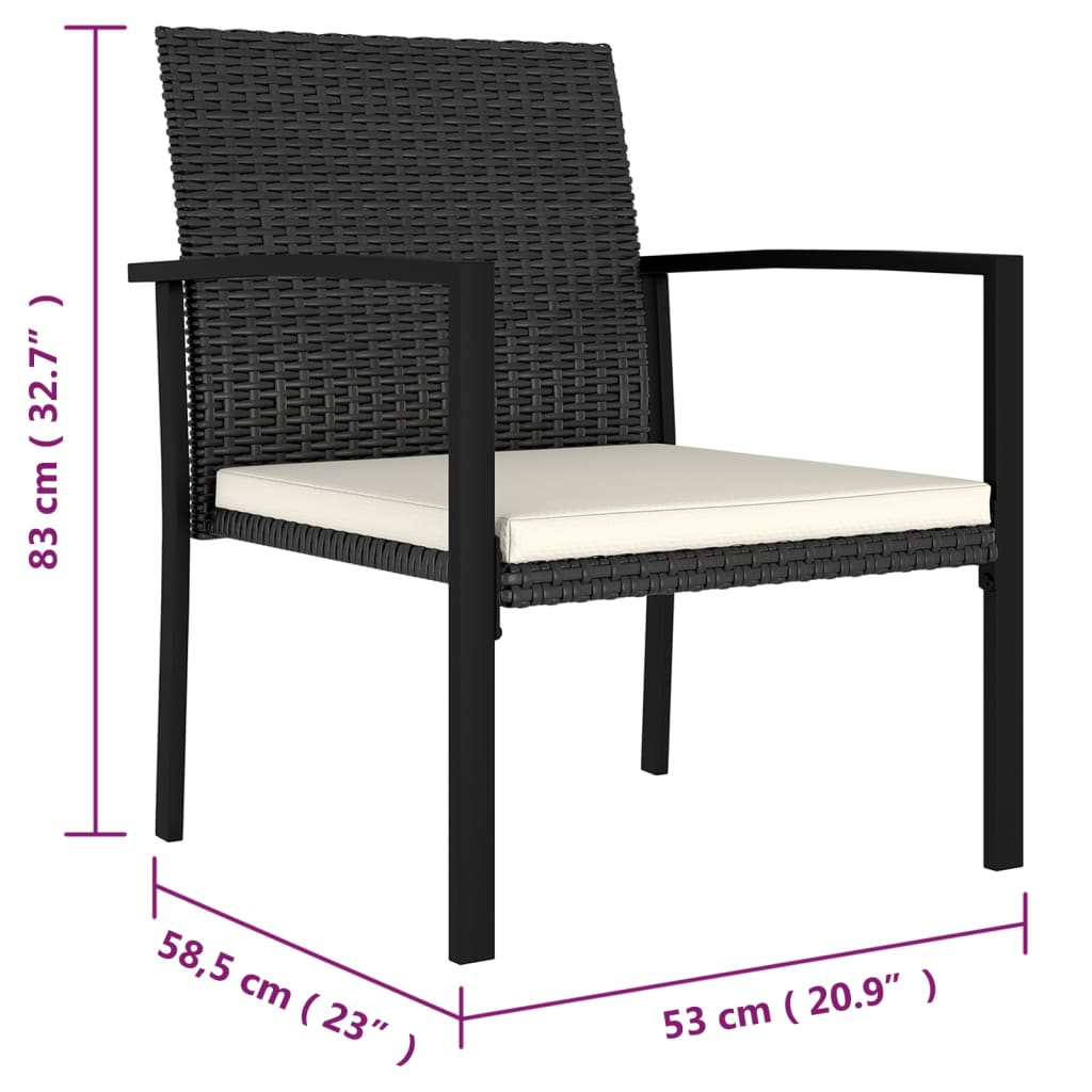 vidaXL 7 Piece Patio Dining Set Poly Rattan Black