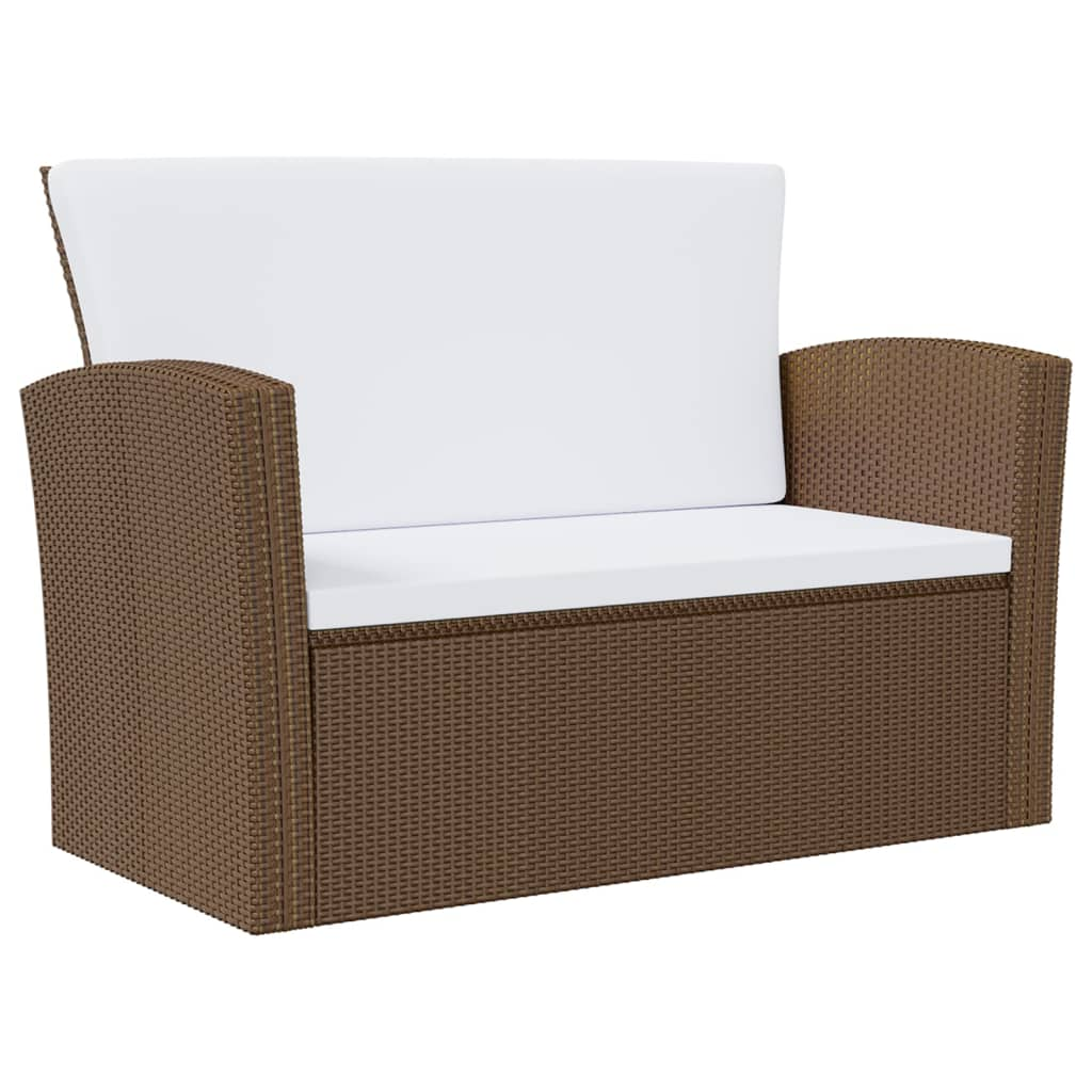 vidaXL 8 Piece Patio Lounge Set with Cushions Poly Rattan Brown