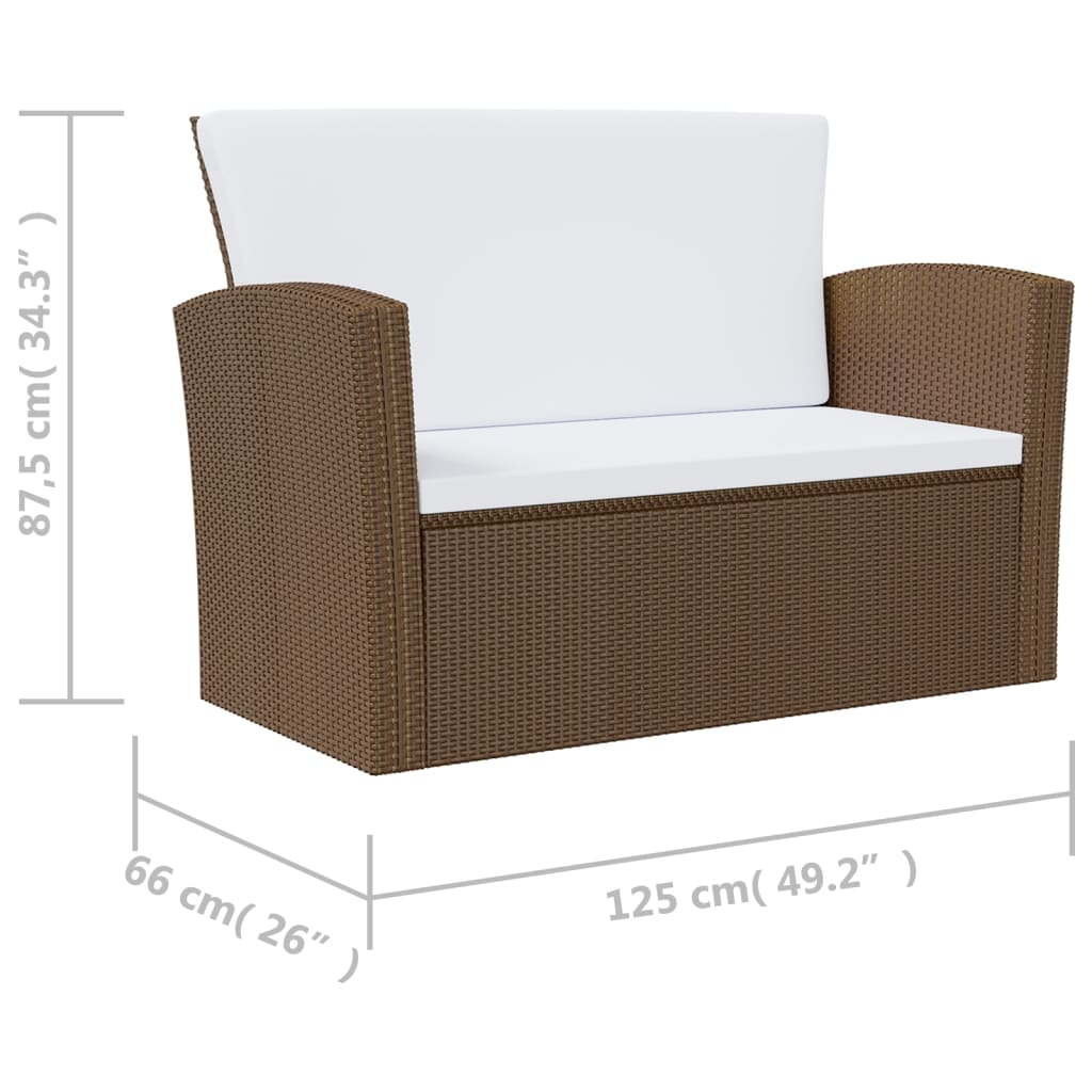 vidaXL 8 Piece Patio Lounge Set with Cushions Poly Rattan Brown