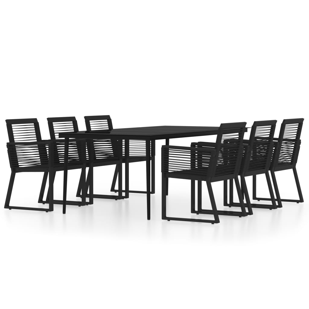 vidaXL 7 Piece Patio Dining Set Black