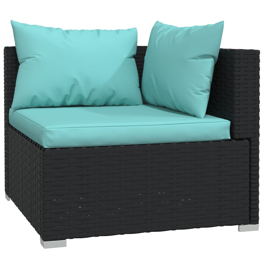 vidaXL 7 Piece Patio Lounge Set with Cushions Poly Rattan Black