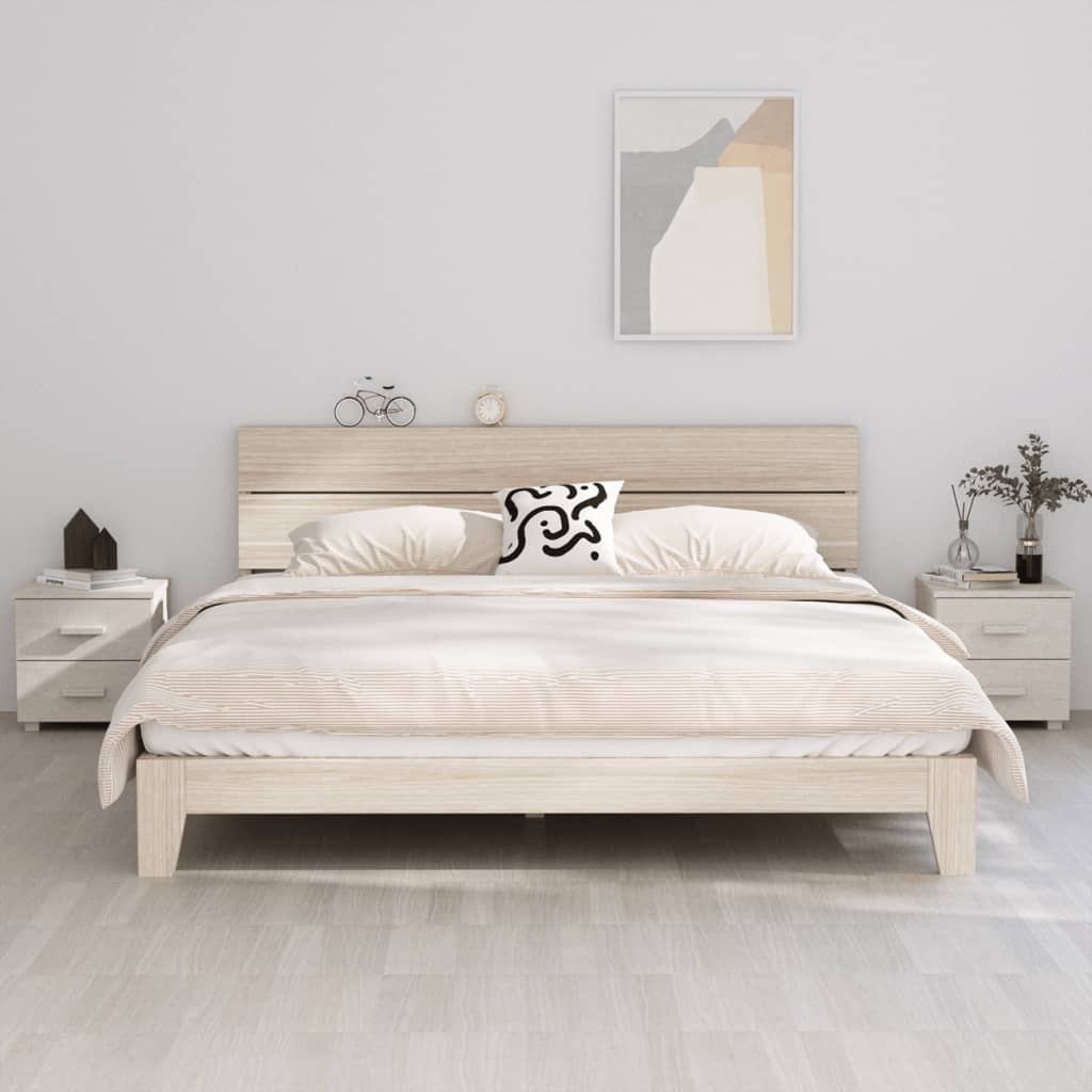 vidaXL Bedside Cabinets HAMAR 2 pcs White 15.7"x13.8"x17.5" Solid Wood