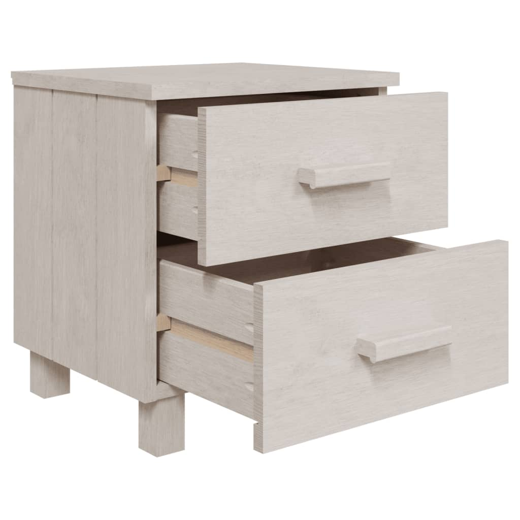 vidaXL Bedside Cabinets HAMAR 2 pcs White 15.7"x13.8"x17.5" Solid Wood
