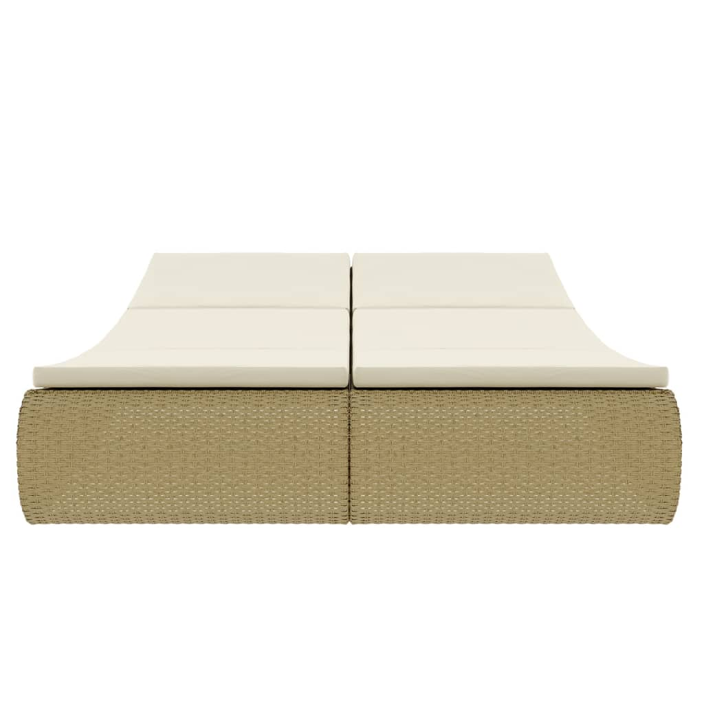 vidaXL Patio Lounge Bed Poly Rattan Beige