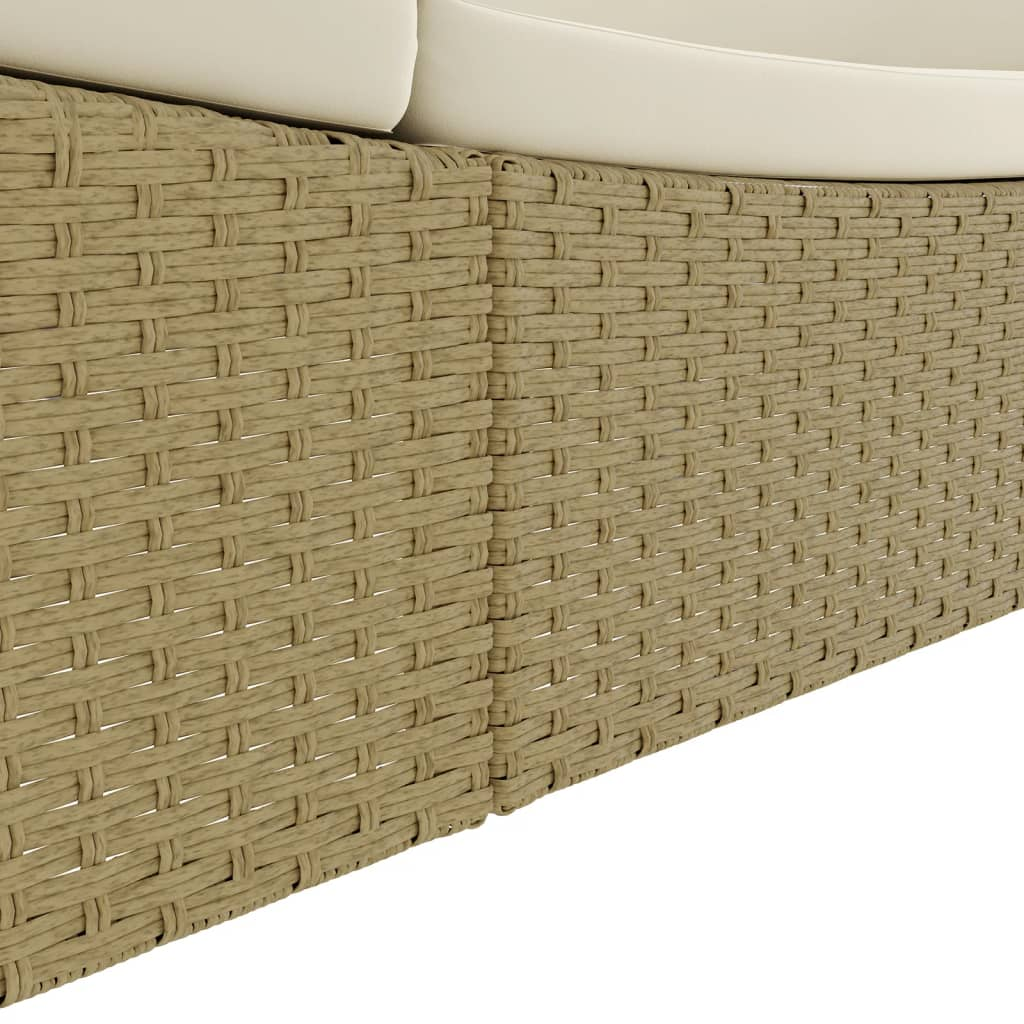 vidaXL Patio Lounge Bed Poly Rattan Beige