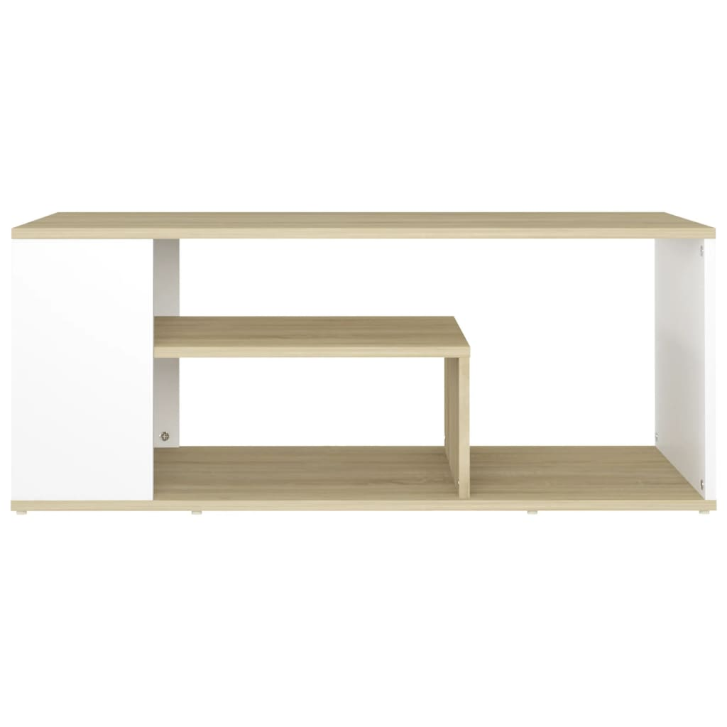 vidaXL Coffee Table White and Sonoma Oak 39.4"x19.7"x15.7" Engineered Wood