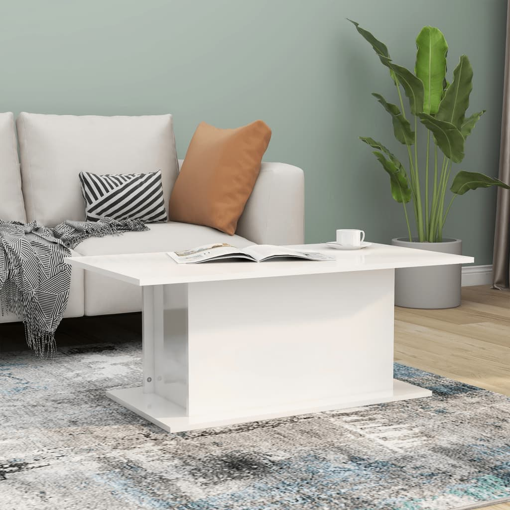 vidaXL Coffee Table High Gloss White 40.2"x21.9"x15.7" Engineered Wood