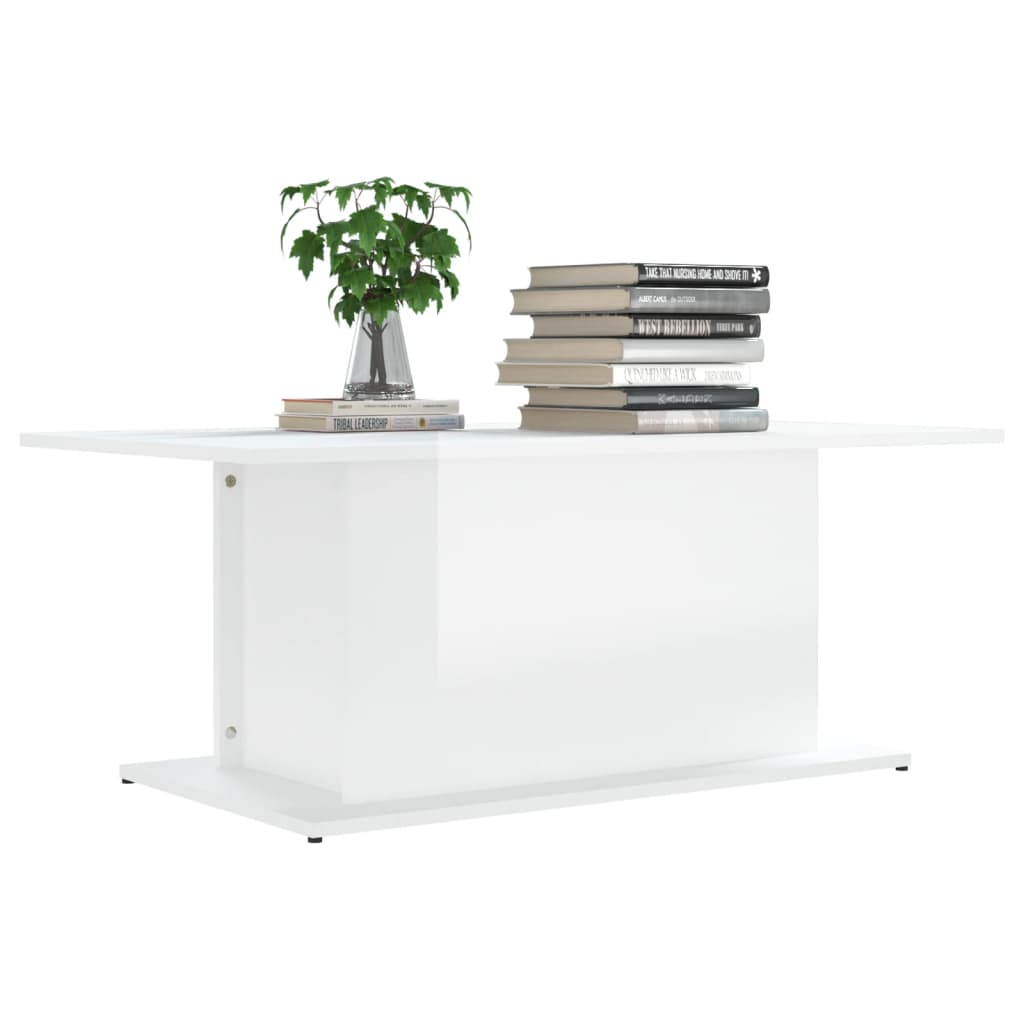 vidaXL Coffee Table High Gloss White 40.2"x21.9"x15.7" Engineered Wood