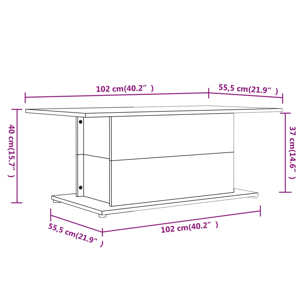 vidaXL Coffee Table High Gloss White 40.2"x21.9"x15.7" Engineered Wood