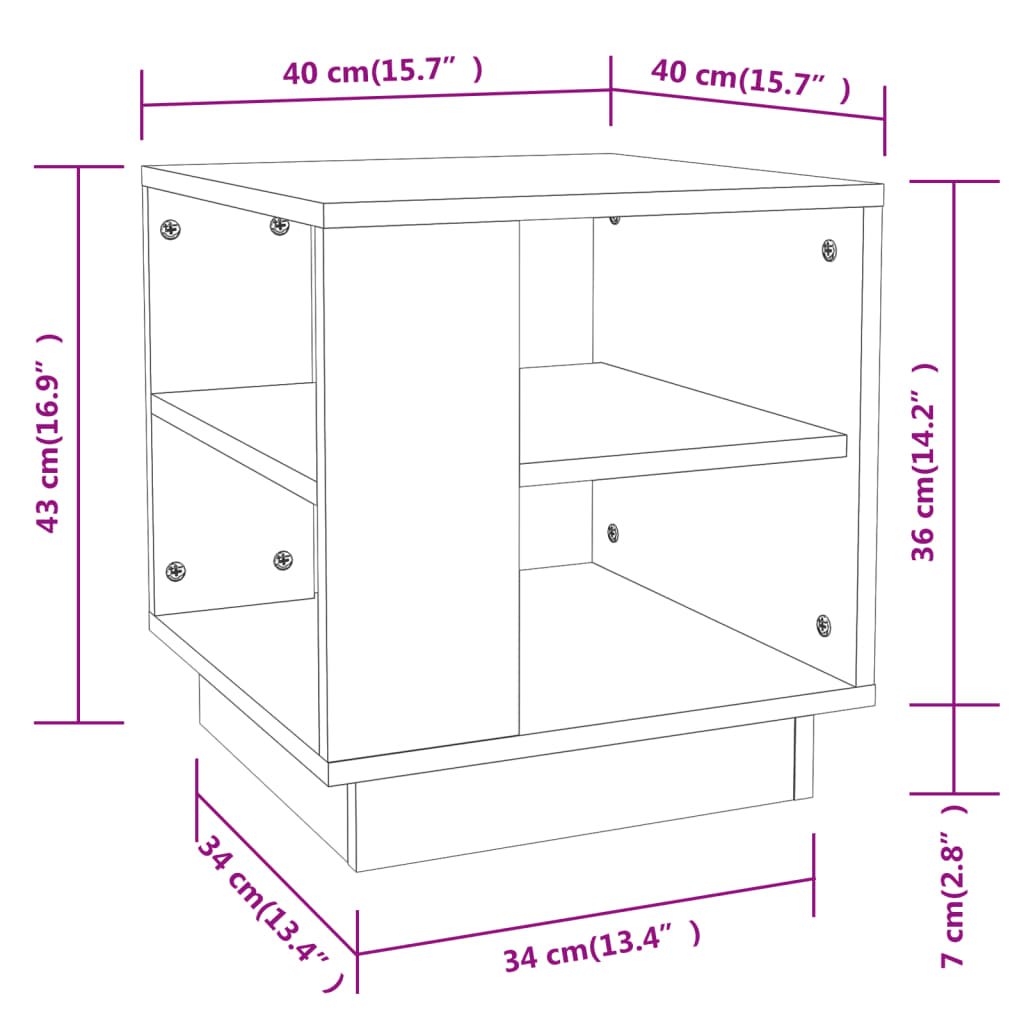 vidaXL Coffee Table High Gloss White 15.7"x15.7"x16.9" Engineered Wood