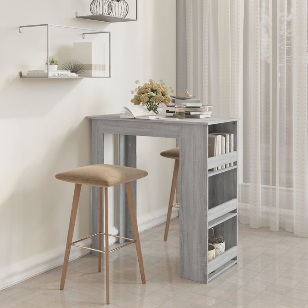 vidaXL Bar Table with Storage Rack Gray Sonoma