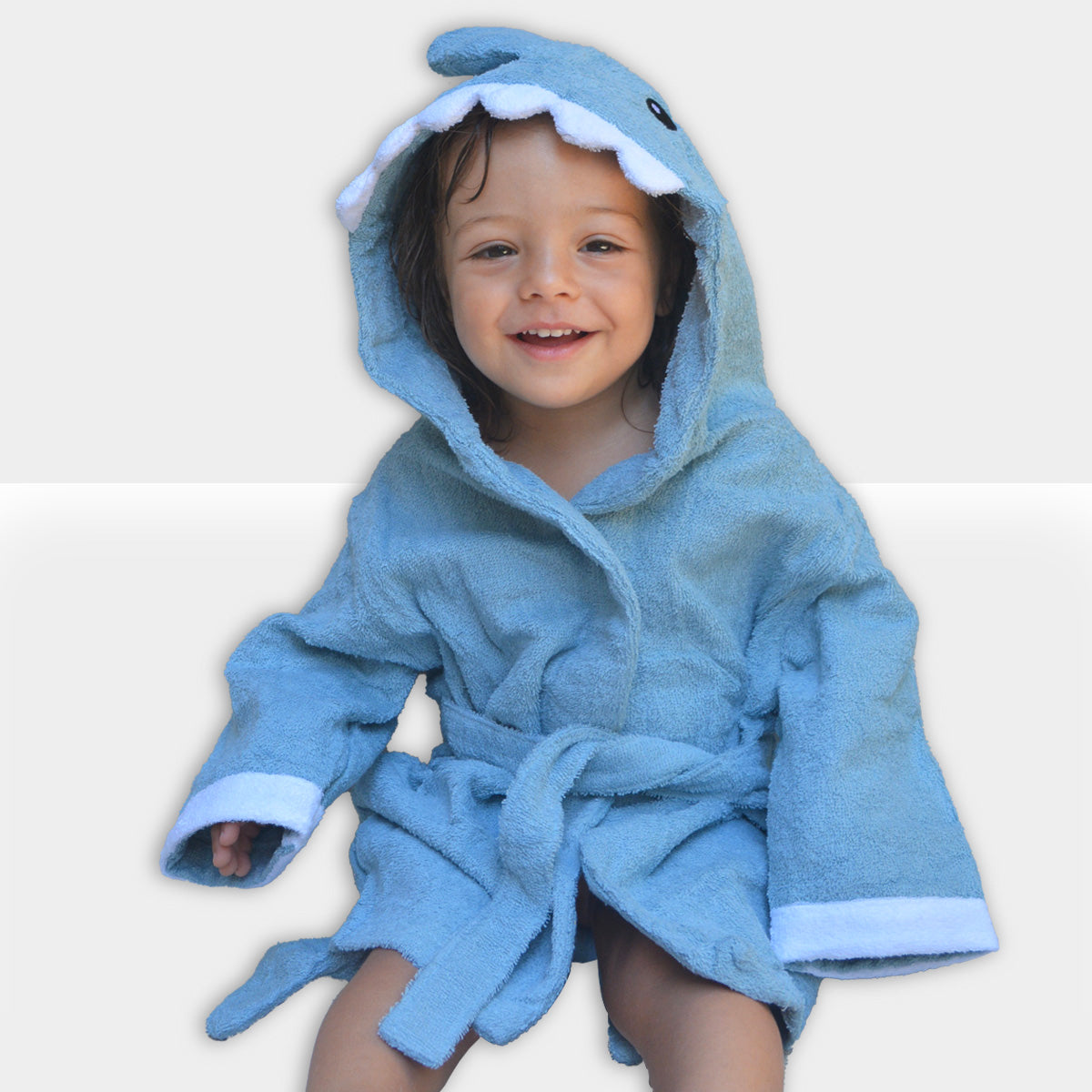 Baby Bathrobe Cotton Blue Shark