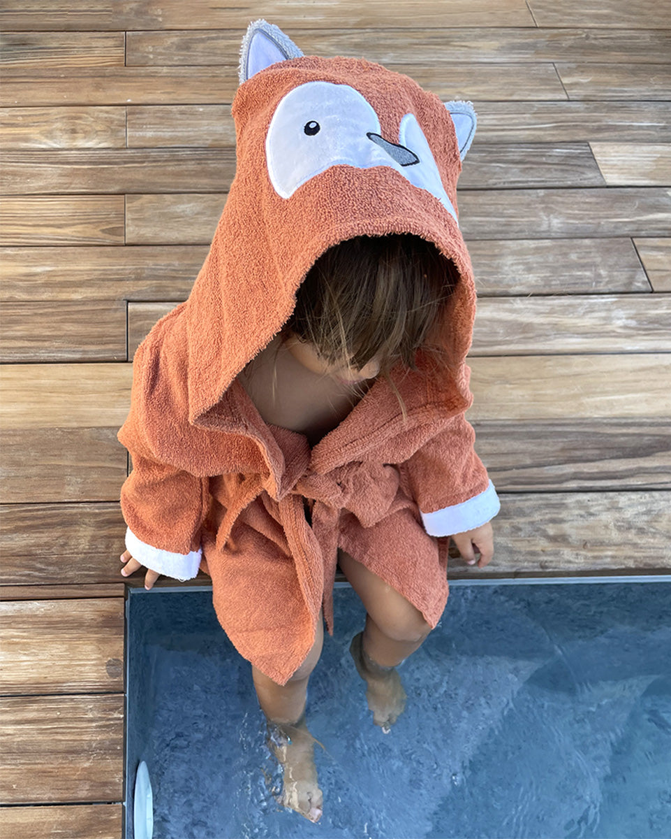 Baby Bathrobe Cotton Orange Fox