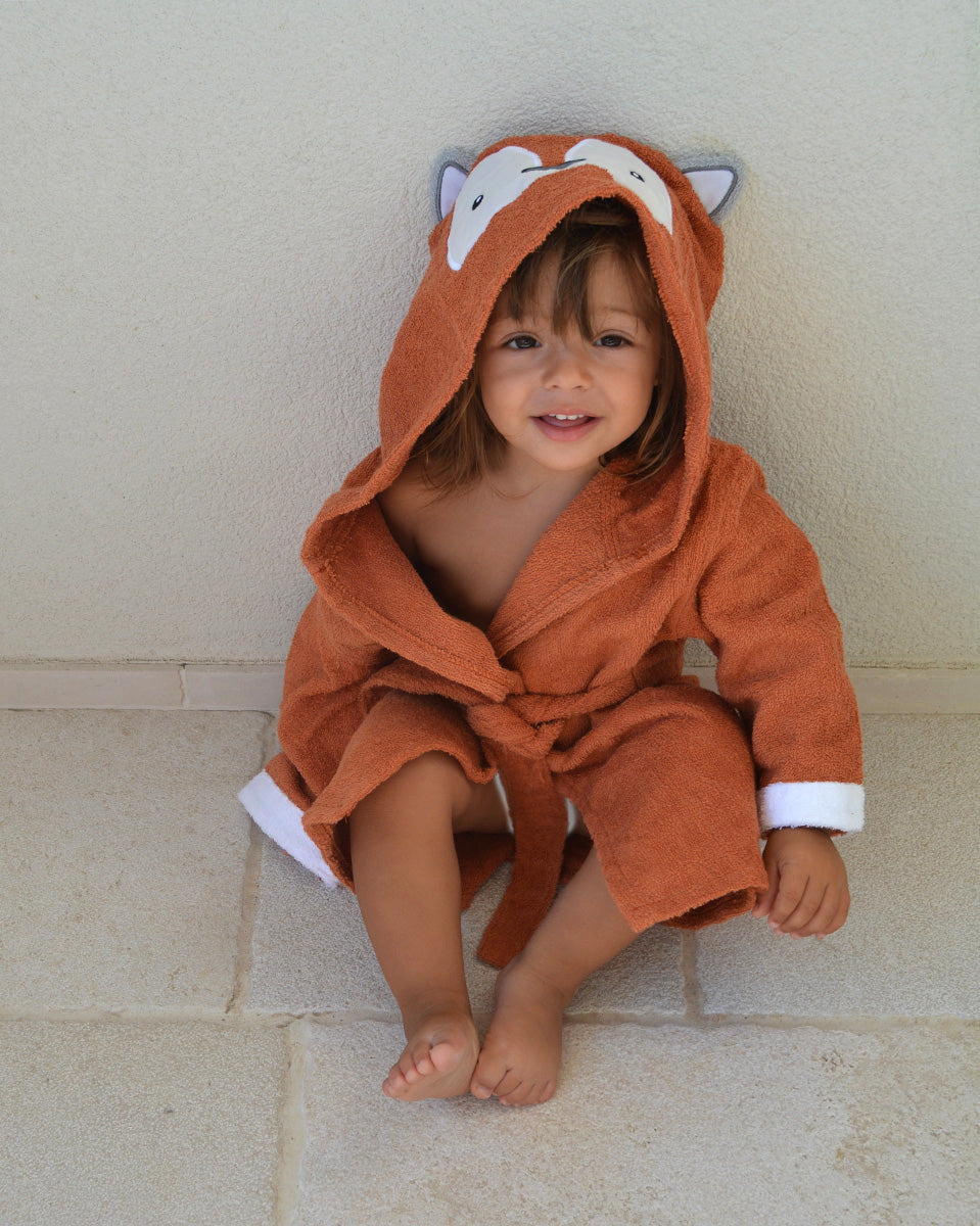 Baby Bathrobe Cotton Orange Fox