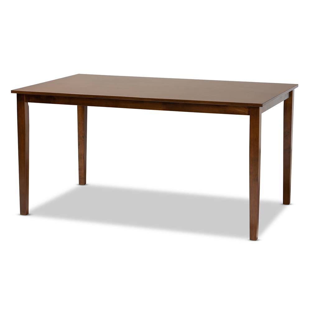 Grey Fabric Upholstered and Walnut Brown Finished Wood 7-Piece Dining Set