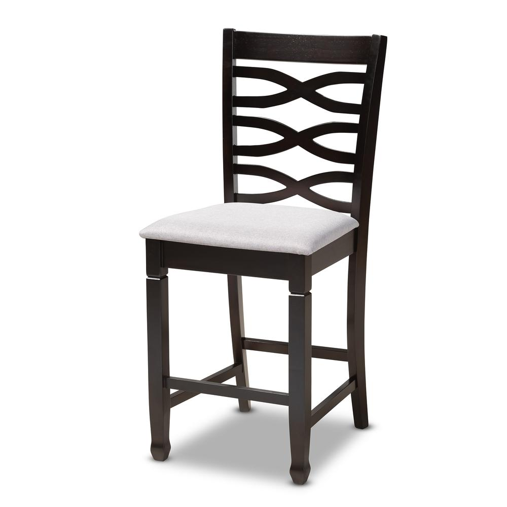 Gray Fabric Upholstered Espresso Brown Finished 5-Piece Wood Pub Set