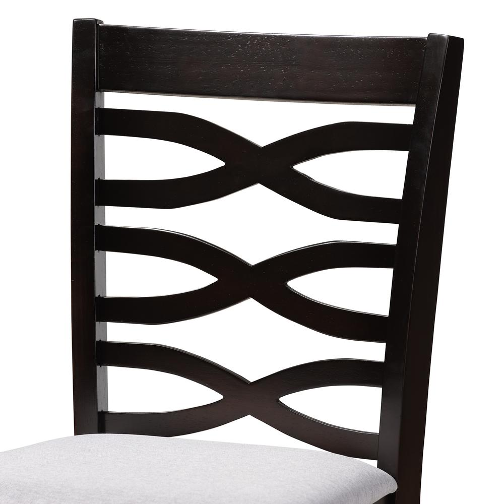 Gray Fabric Upholstered Espresso Brown Finished 5-Piece Wood Pub Set