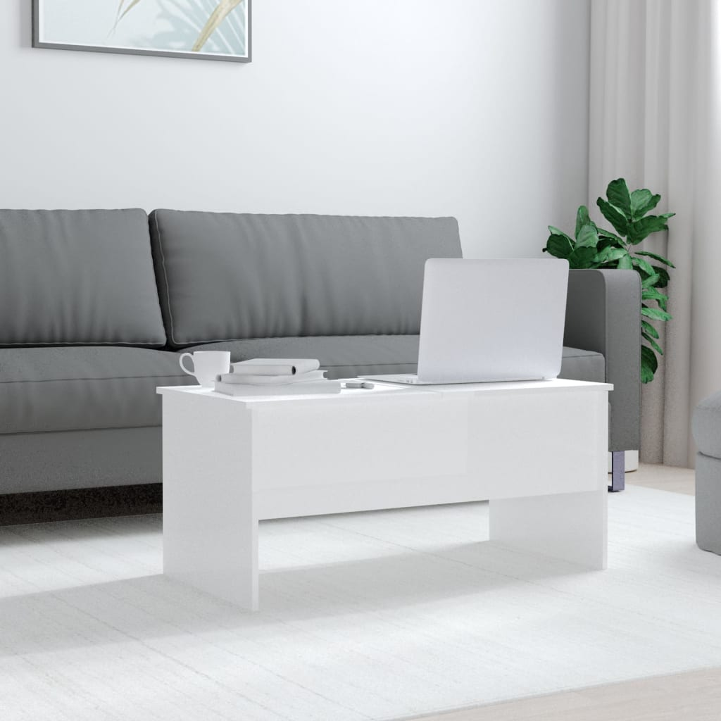 vidaXL Coffee Table High Gloss White 40.2"x19.9"x18.3" Engineered Wood