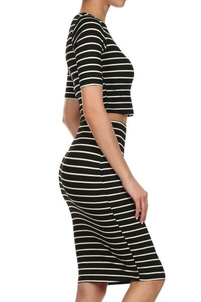 PinStripe It Set With Cropped Tee and Matching Skirt