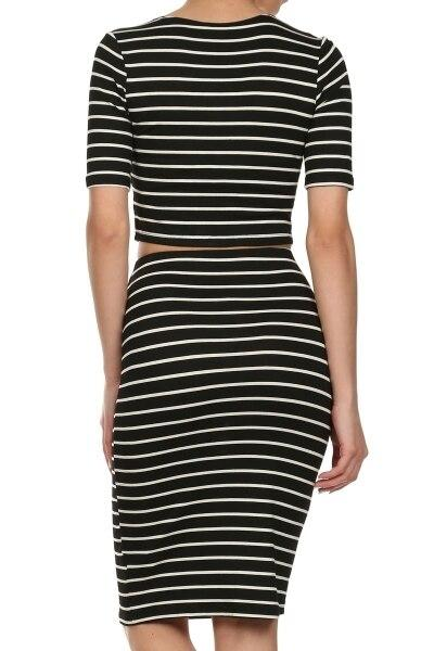 PinStripe It Set With Cropped Tee and Matching Skirt