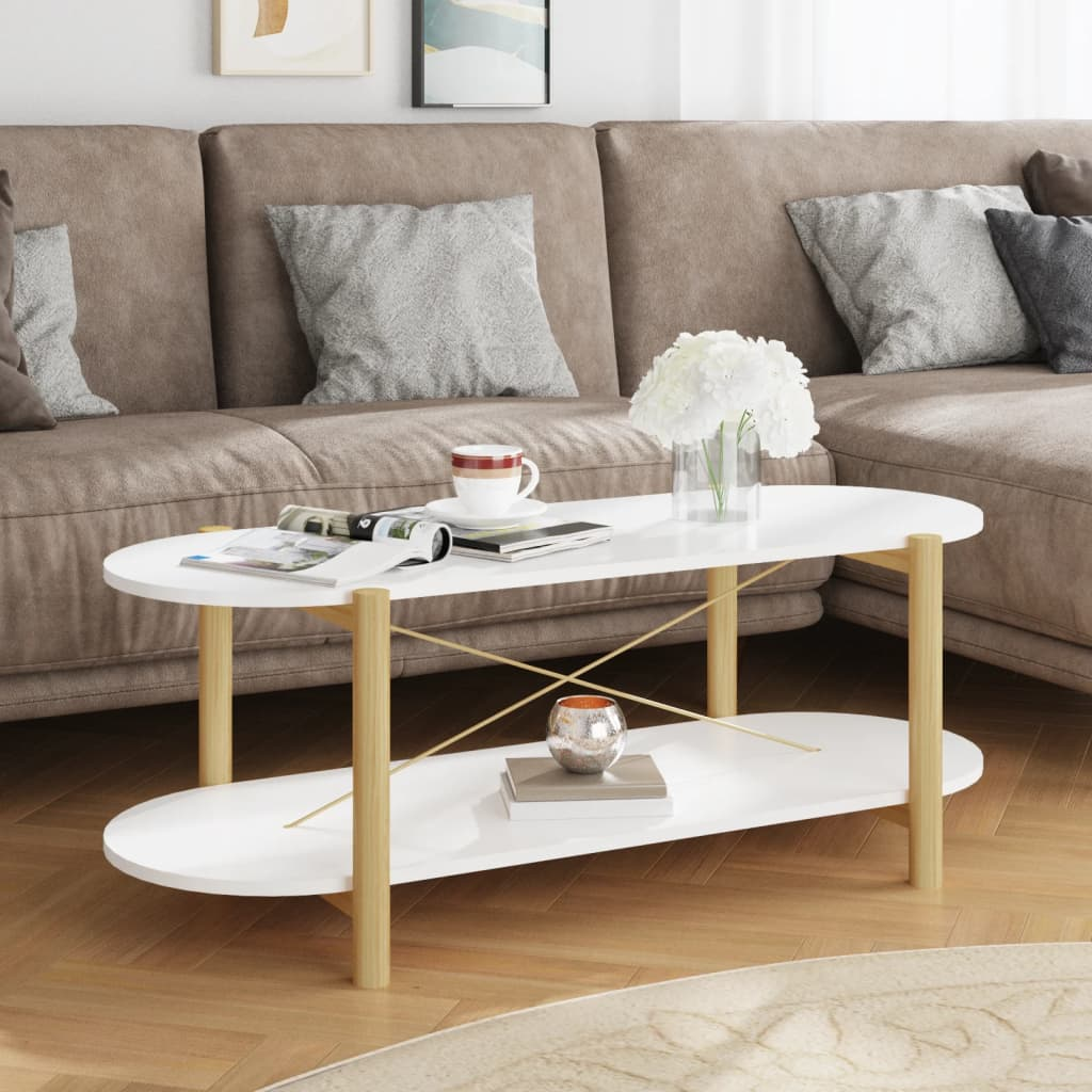 vidaXL Coffee Table White 43.3"x18.9"x15.7" Engineered Wood