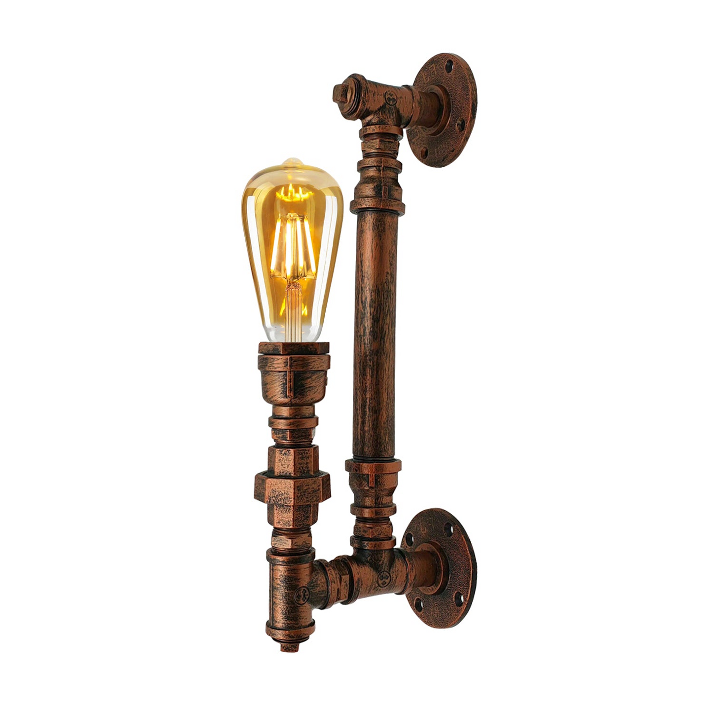 Steampunk Wall Sconce pipe Light in Rustic Red~1339