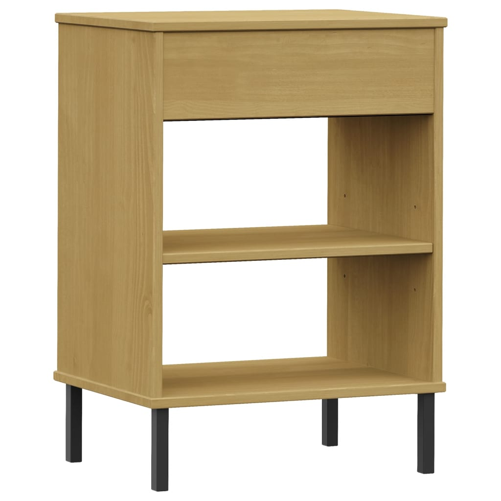 vidaXL Console Cabinet with Metal Legs Brown Solid Wood Pine OSLO