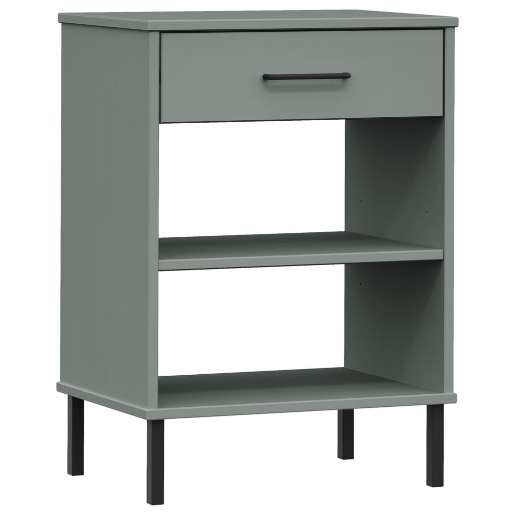 vidaXL Console Cabinet with Metal Legs Gray Solid Wood Pine OSLO