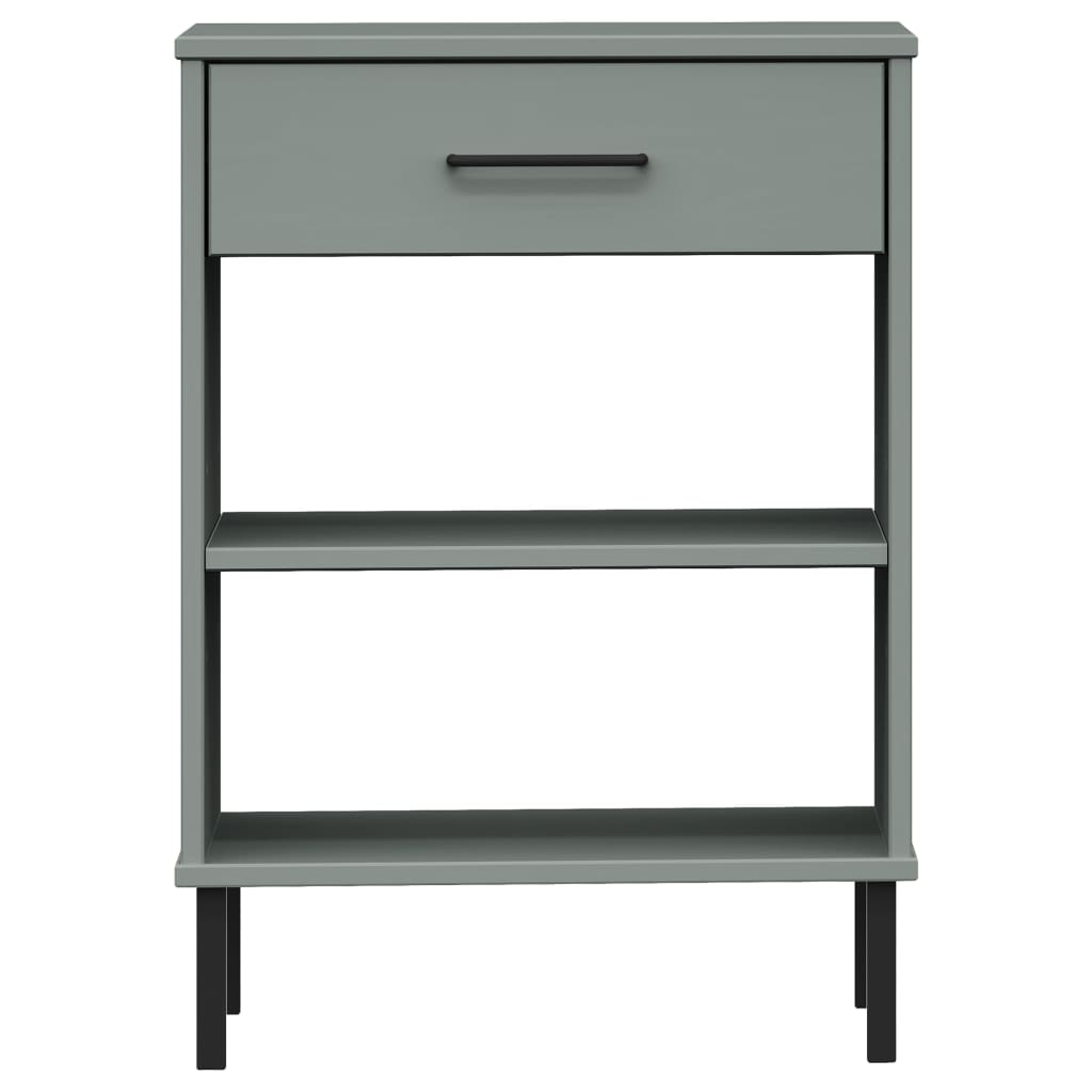 vidaXL Console Cabinet with Metal Legs Gray Solid Wood Pine OSLO