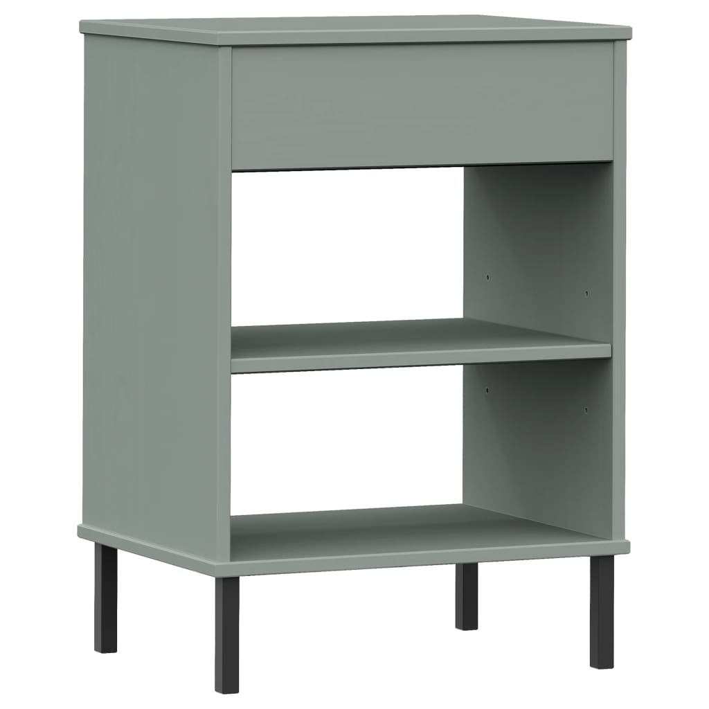 vidaXL Console Cabinet with Metal Legs Gray Solid Wood Pine OSLO