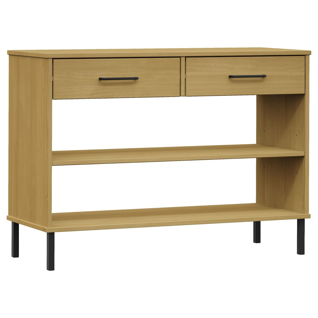 vidaXL Console Cabinet with Metal Legs Brown Solid Wood Pine OSLO