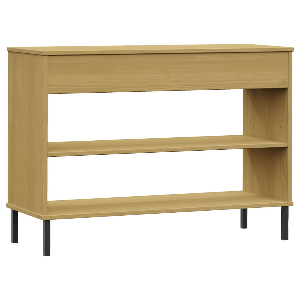 vidaXL Console Cabinet with Metal Legs Brown Solid Wood Pine OSLO