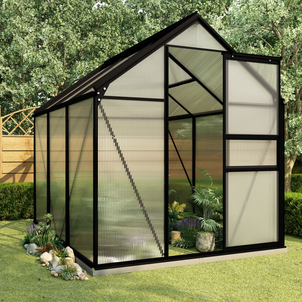 vidaXL Greenhouse with Base Frame Anthracite Aluminum 38.9 ft²