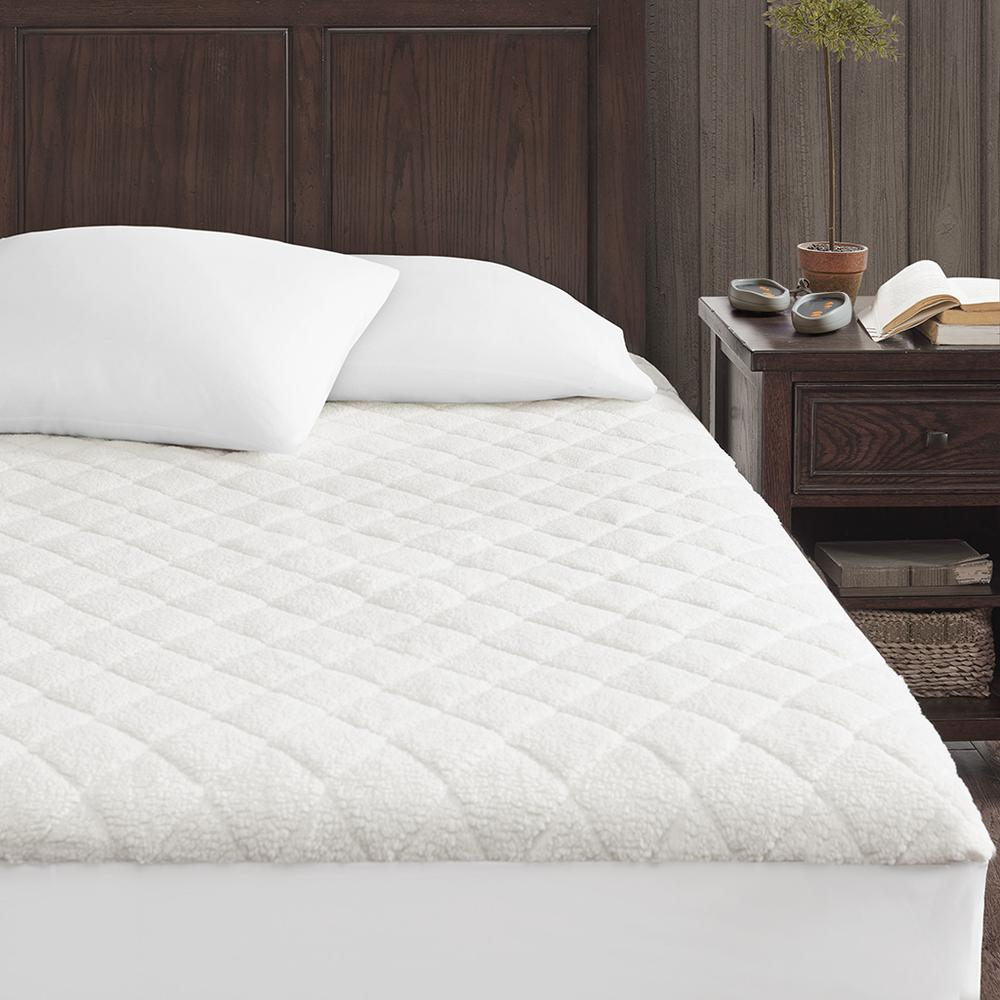 100% Polyester Knitted Sherpa Heated Mattress Pad,WR55-1780