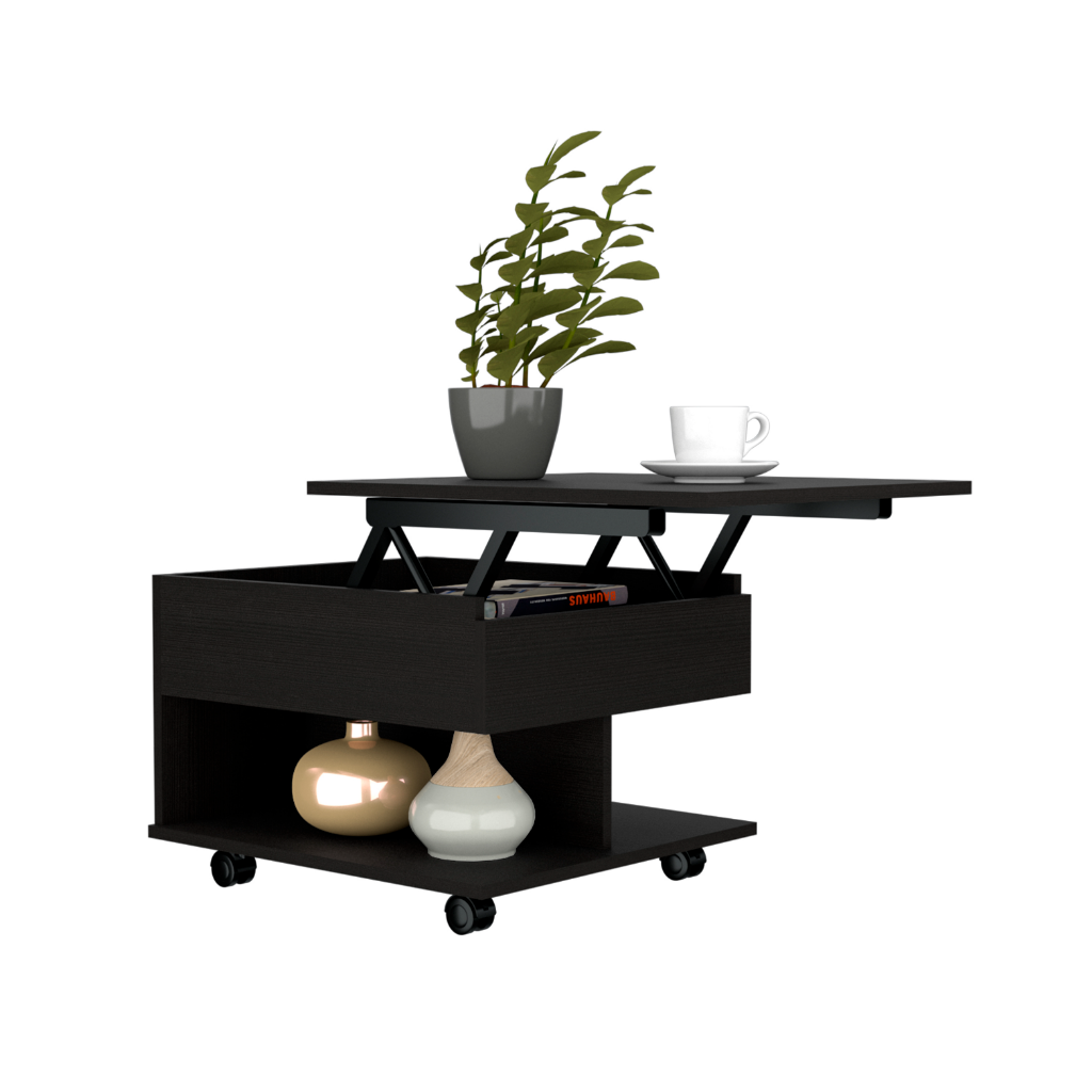 Lift Top Coffee Table Mercuri, Casters, Black Wengue Finish