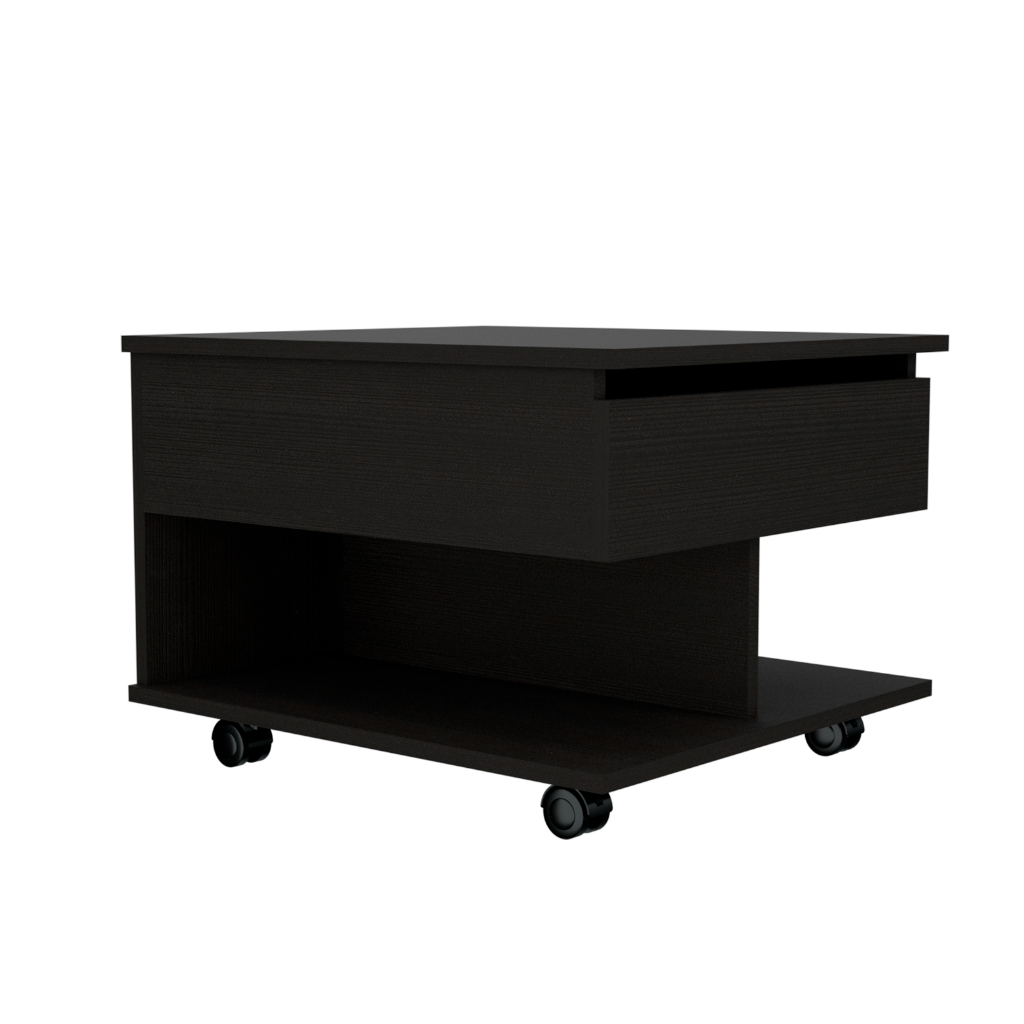 Lift Top Coffee Table Mercuri, Casters, Black Wengue Finish