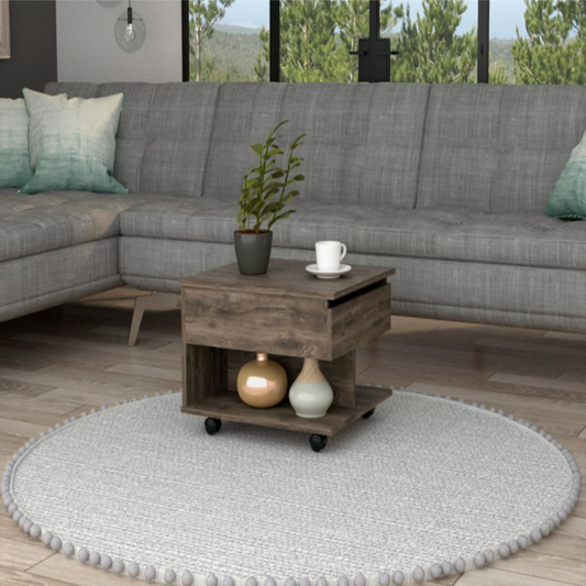 Lift Top Coffee Table Mercuri, Casters, Dark Brown Finish