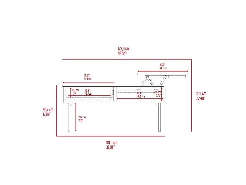 Lift Top Coffee Table With Drawer Vezu, Dark Walnut Finish