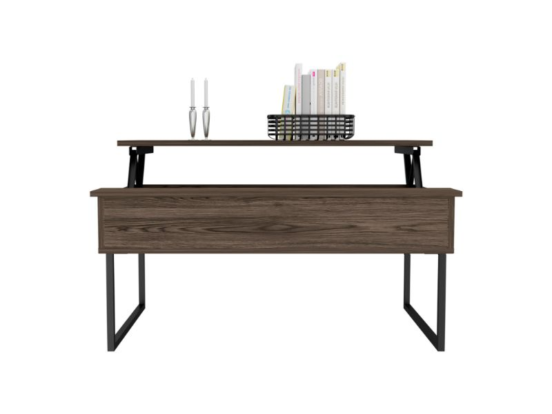 Lift Top Coffee Table Cessarr,Two Legs, Dark Walnut Finish