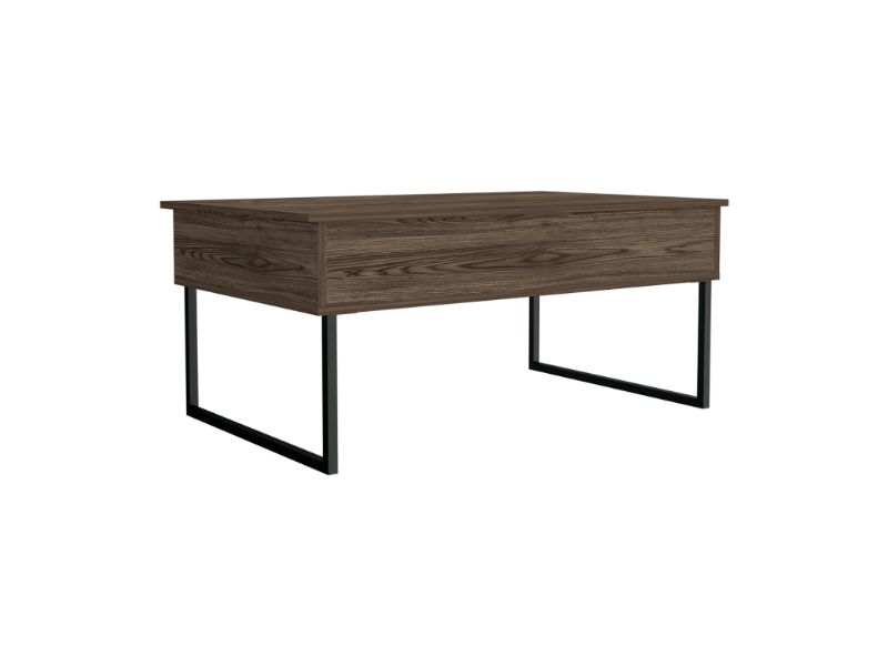 Lift Top Coffee Table Cessarr,Two Legs, Dark Walnut Finish