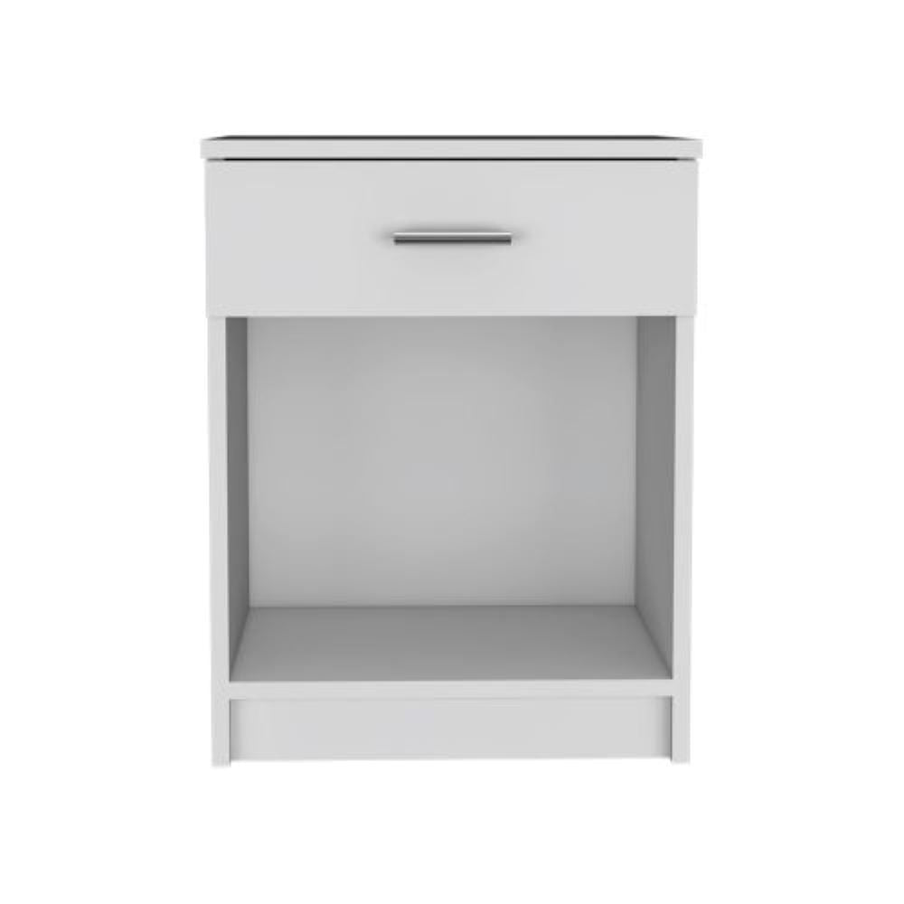 Nightstand Coco, Single Drawer, Lower Shelf, White Finish