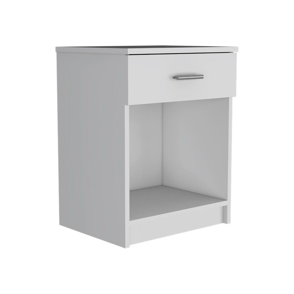 Nightstand Coco, Single Drawer, Lower Shelf, White Finish