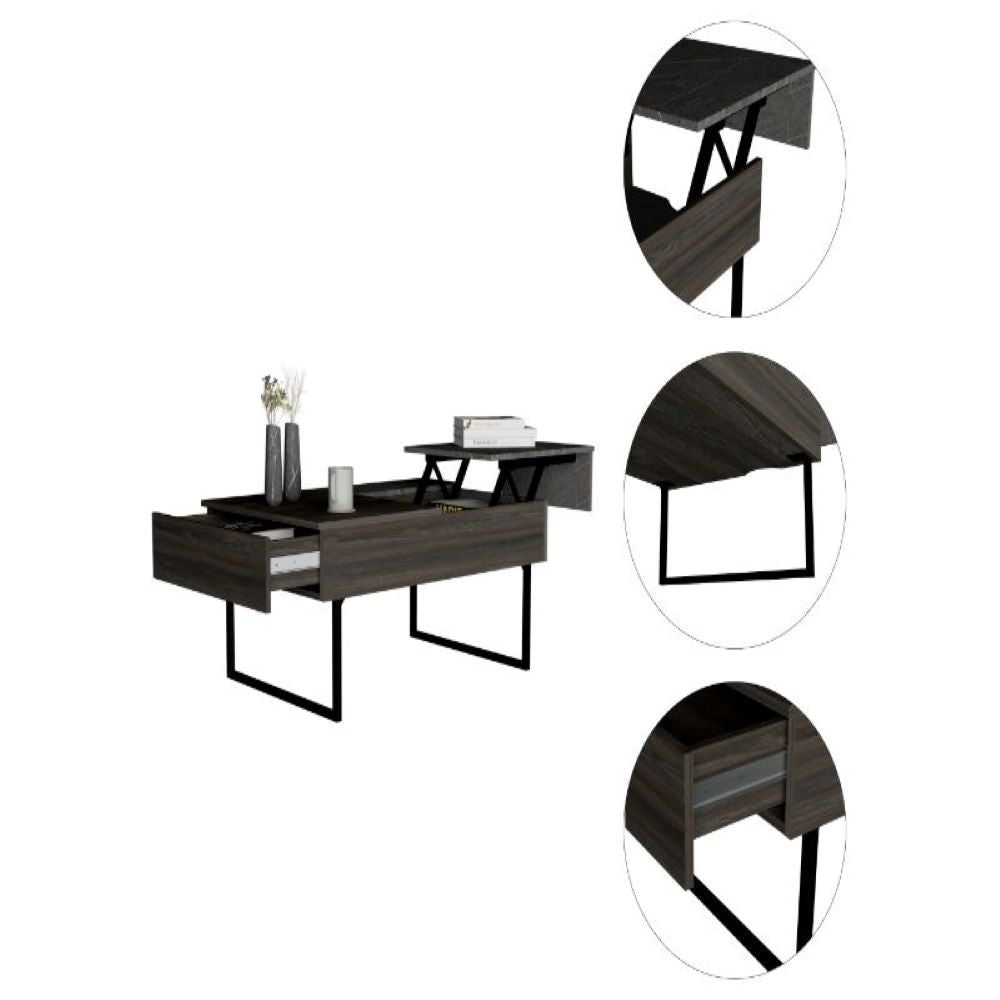 Lift Top Coffee Table 2 Dazza, One Drawer, Carbon Espresso / Onyx Finish
