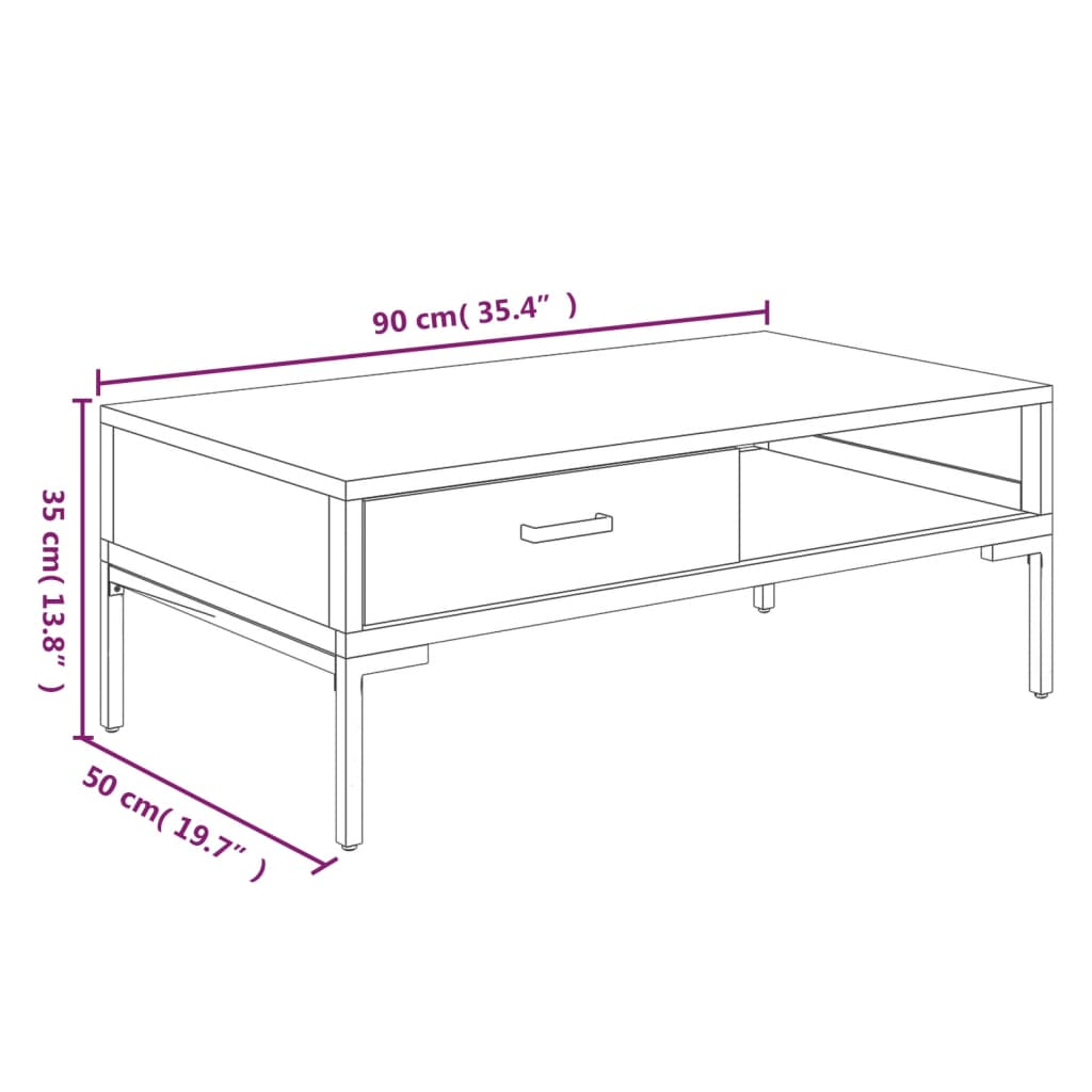 vidaXL Coffee Table 35.4"x19.7"x13.8" Solid Wood Pine