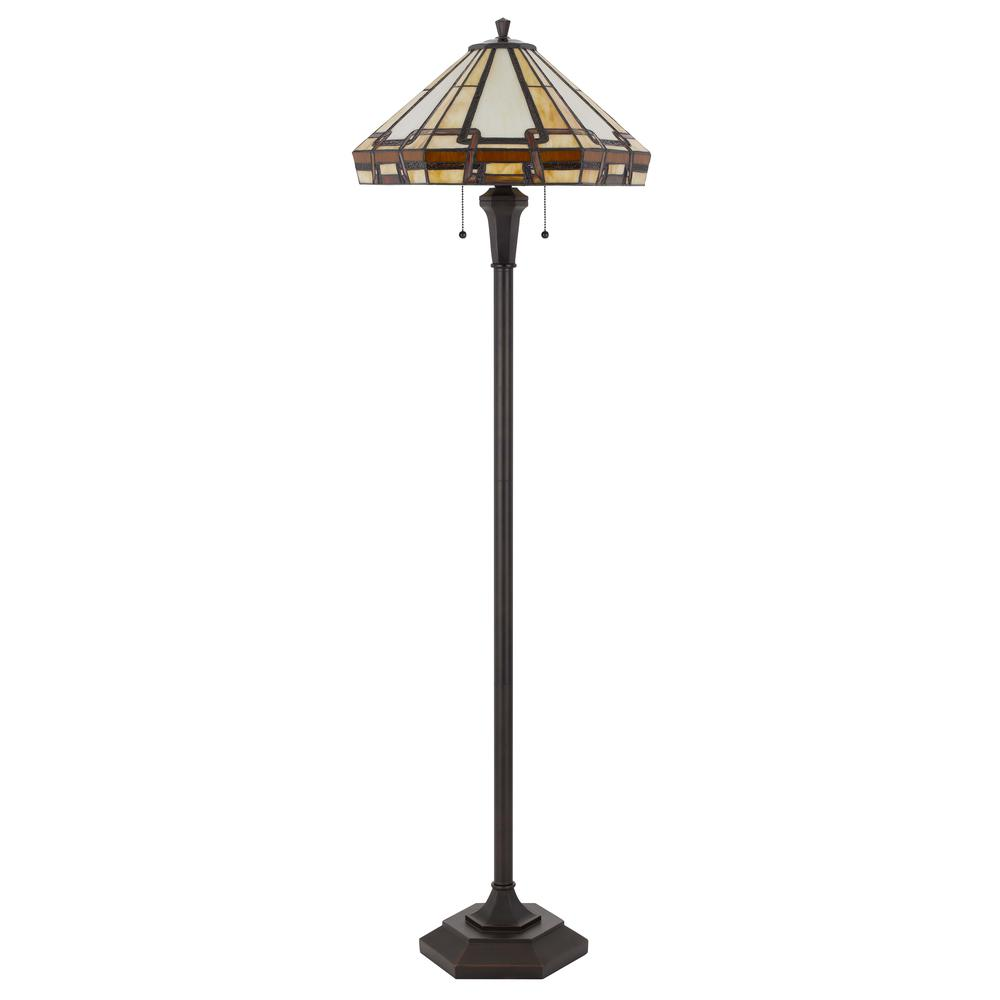 60W x 2 Tiffany table lamp with pull chain switch with metal and resin lamp body