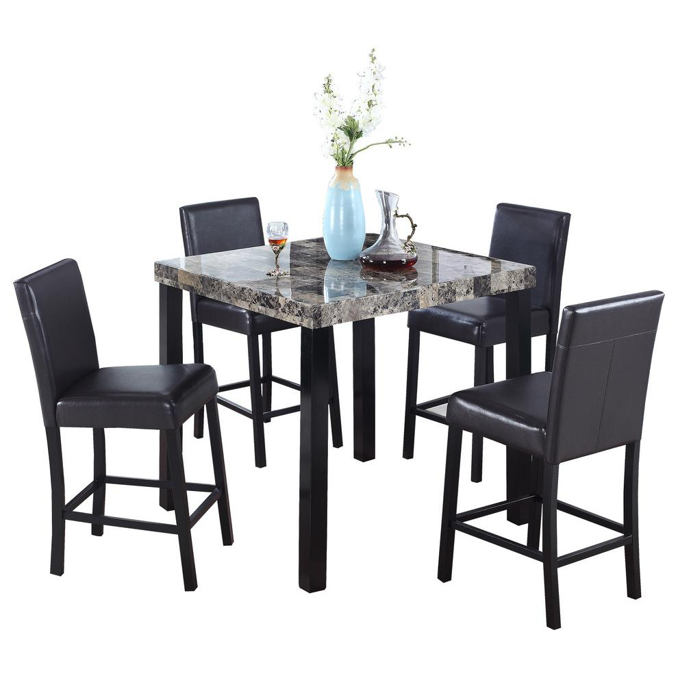5-Piece Marble Counter Height Set
