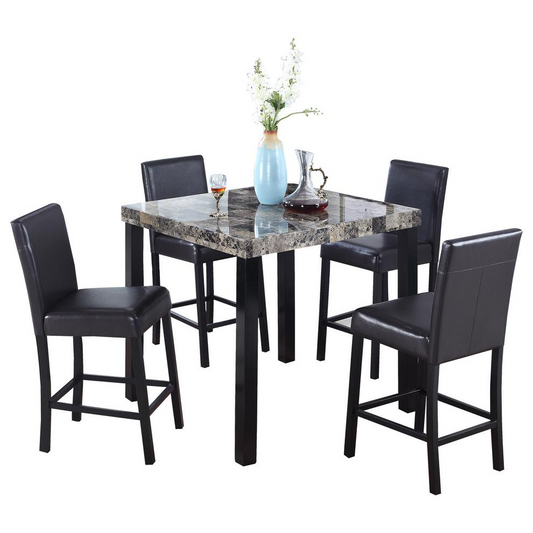 5-Piece Marble Counter Height Set