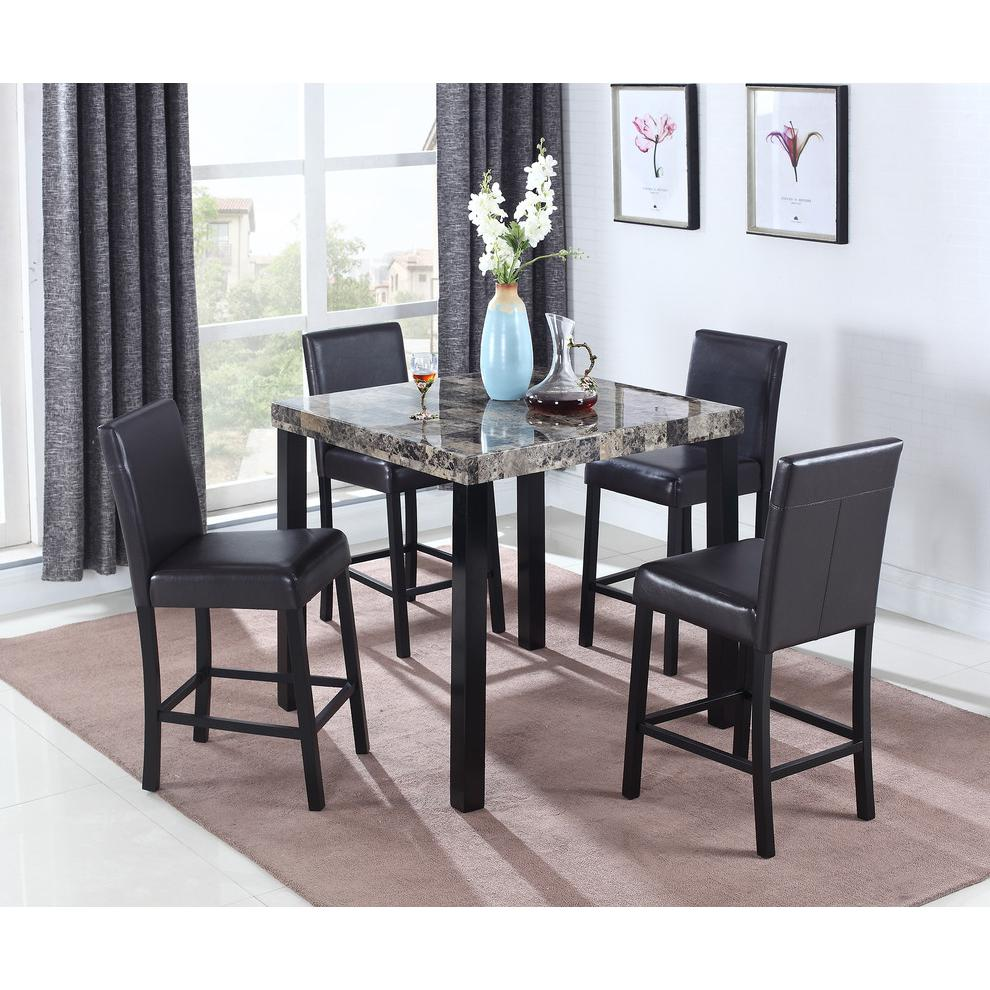 5-Piece Marble Counter Height Set