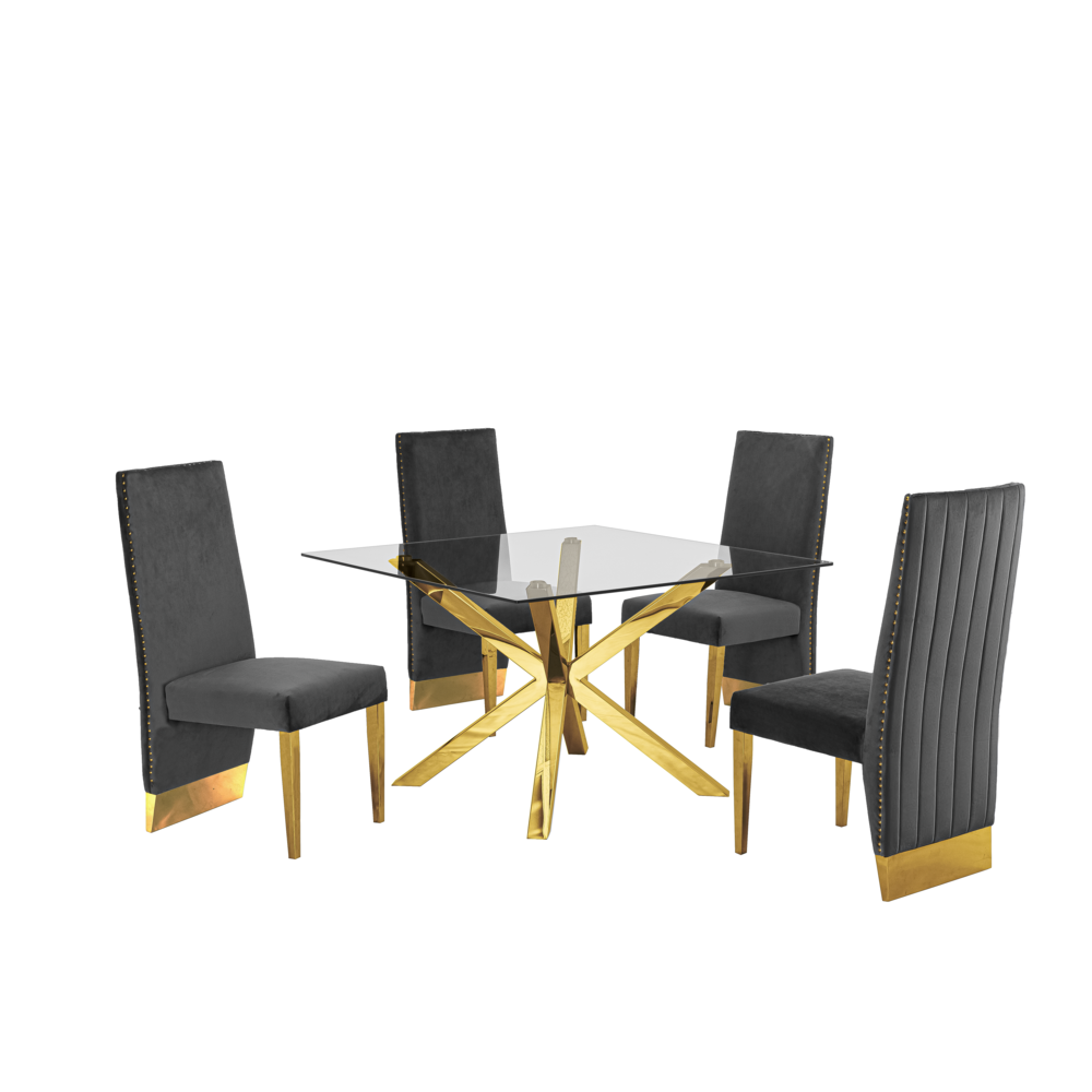 Contemporary Glass 5pc Dining Set